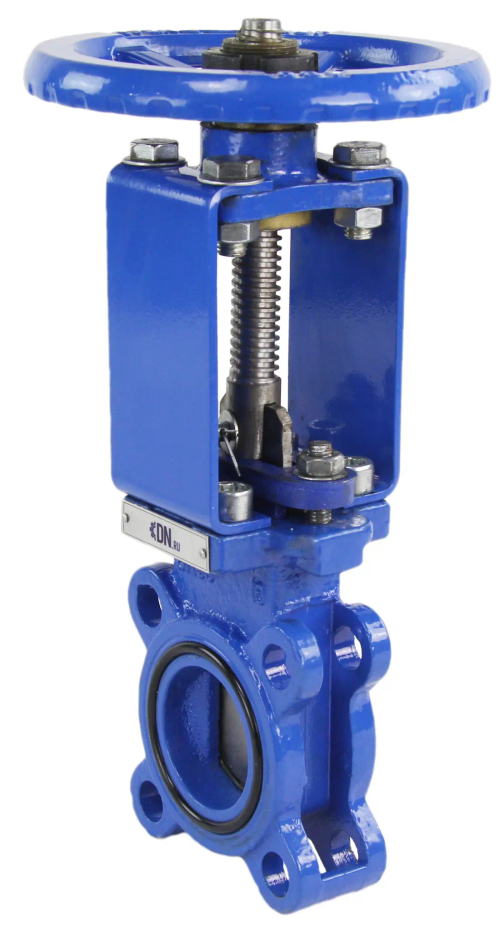 Задвижка шиберная DN.ru GVKR1331N-2W-Fb-S Ду50 Ру10 двусторонняя, межфланцевая, шпиндель - выдвижной, корпус - чугун GGG40, шибер - нержавеющая сталь 304, уплотнение - NBR, управление - штурвал