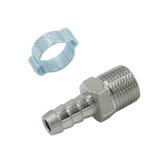 OPT-73010HM Штуцер пневматический ёлочка с обжимным кольцом, внешняя резьба 3/8", 10 мм