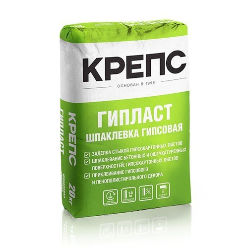Шпаклевка гипсовая КРЕПС Гипласт финишная, слой 1-10 мм, 20 кг, шт