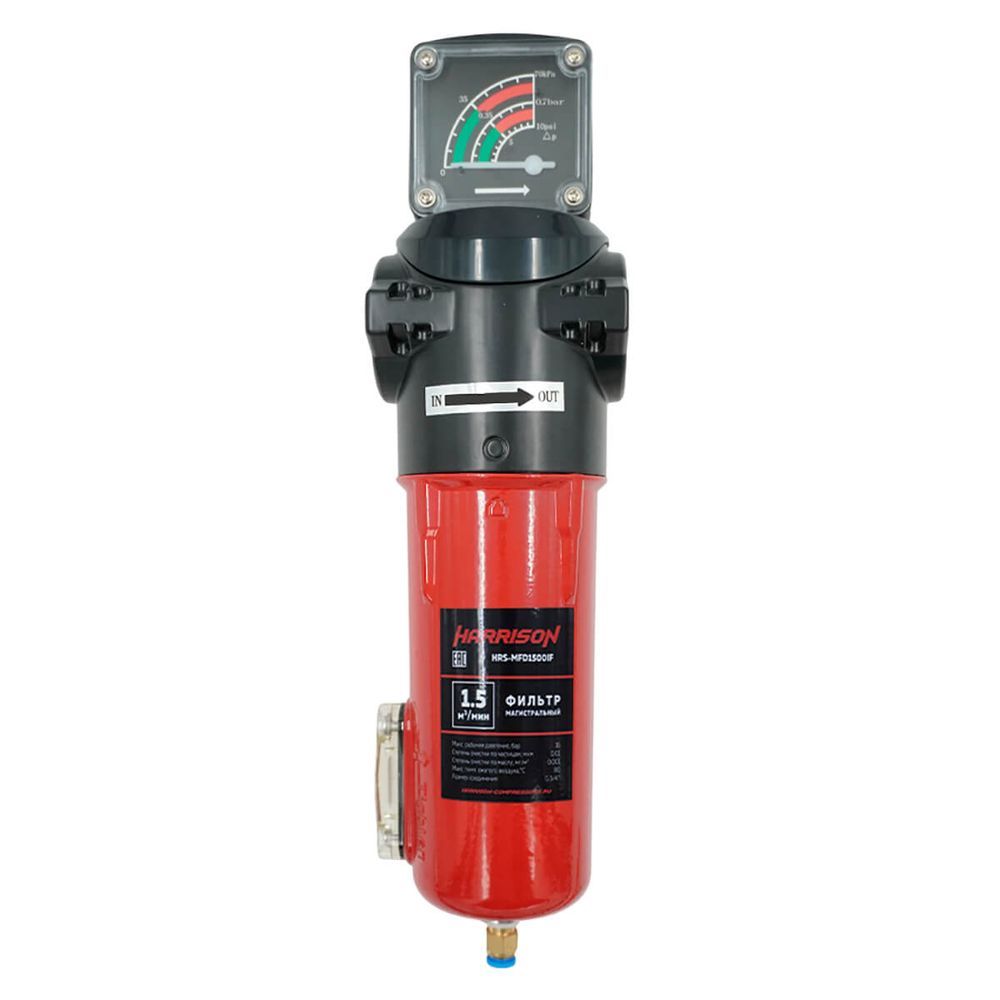 HRS-MFD1500IF Фильтр магистральный с датчиком загрязненности и автоматическим конденсатоотводчиком, производительность 1500 л/мин