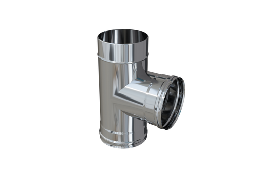 Тройник Феррум угол 90°, нержавеющий (430/0,8мм), ф130, по дыму