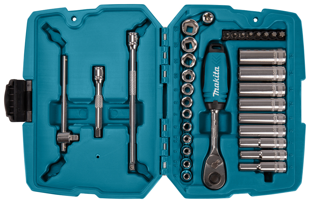 Набор ключей и головок 34 предмета 1/4 Makita B-65567