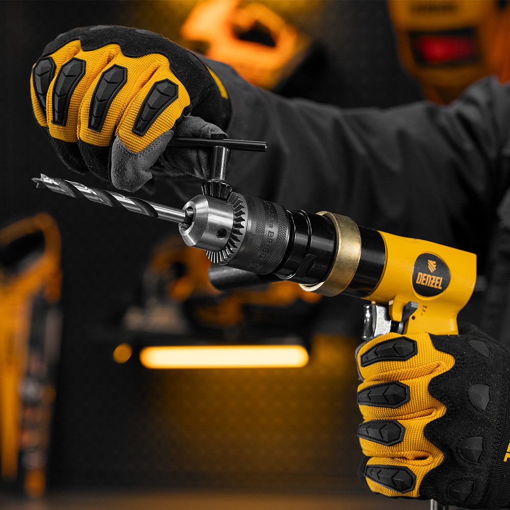 Пневматическая дрель PD500, 500 об/мин, 114 л/мин, 13 мм Denzel