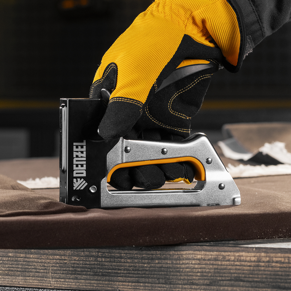 Степлер металлический, скобы в комплекте, 2К рукоятка, тип 53, 6-10 мм Denzel