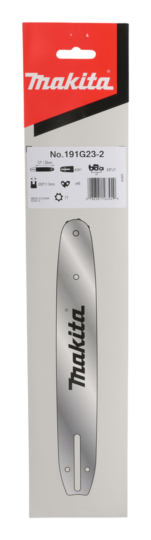 Шина, длина 30 см/12, шаг 3/8, паз 1.3 мм, звеньев 46, 91PX, 91VXL Makita 191G23-2