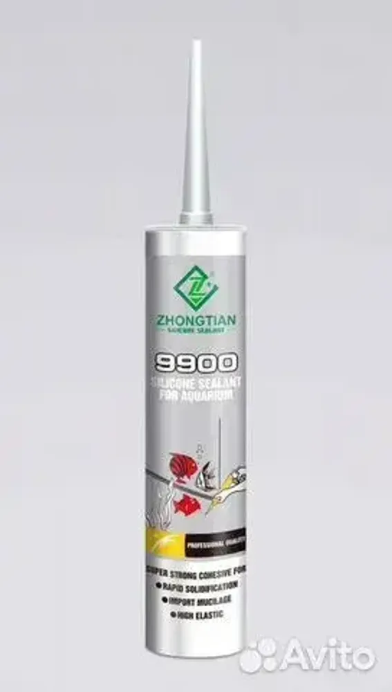 Специальный клей для аквариума ZT-9900 300 мл (до 3500 л) черный и бесцветный (однокомпонентный силиконовый герметик)