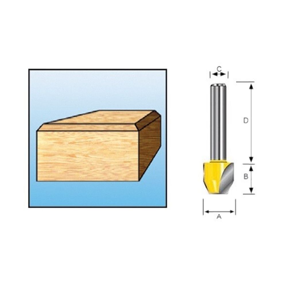 Фреза концевая фасочная 22° 12.7х12.7, S8, 2T Makita D-10643