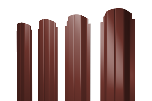 Штакетник П-образный А фигурный 0,45 PE RAL 3009 оксидно-красный