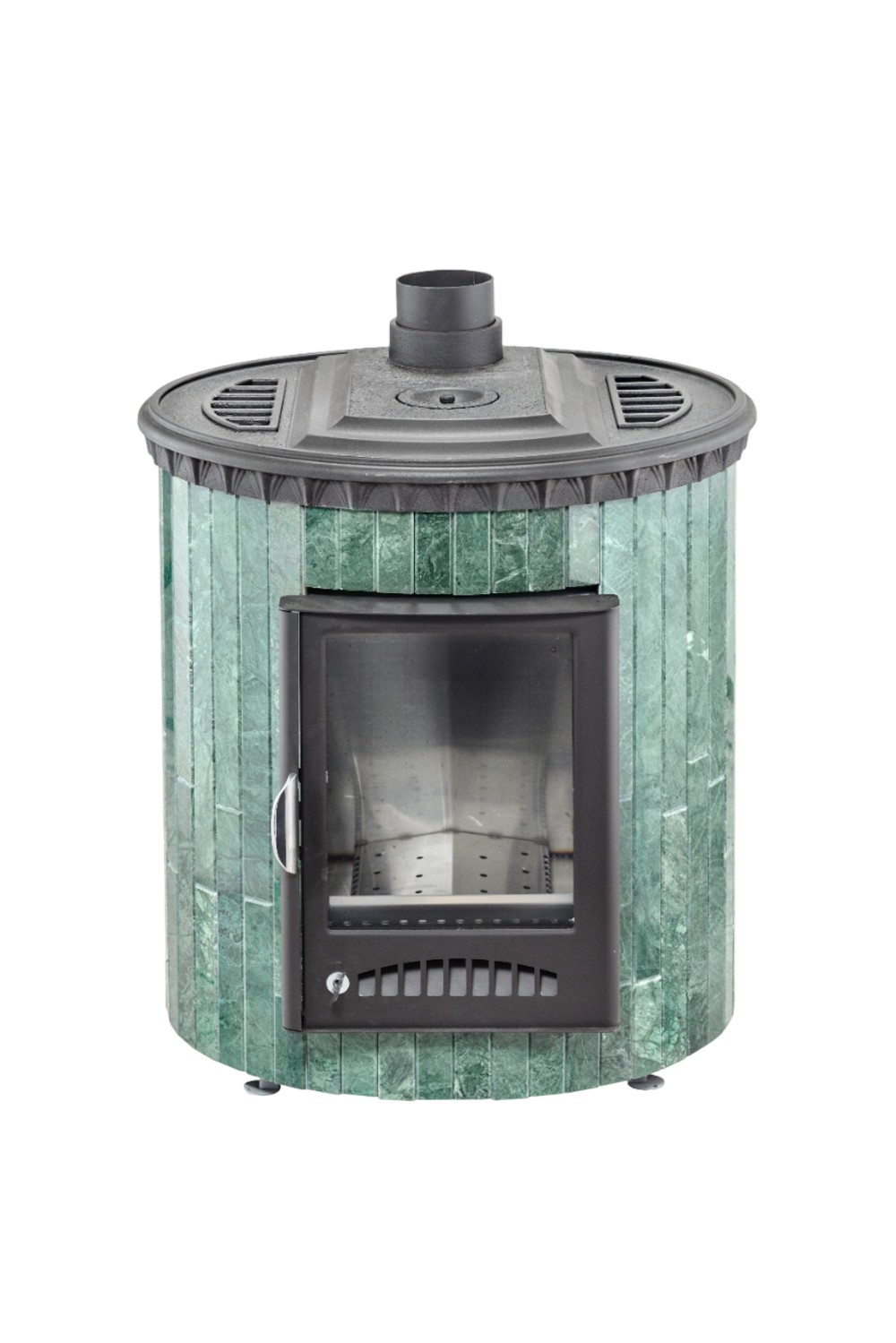 Отопительно-варочная печь "Нелжа" водяной контур в каменной облицовке