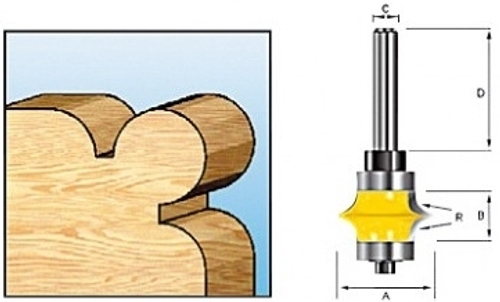 Фреза кромочная фигурная 6.35R, 28.58х15.88, S8, 2T Makita D-11710