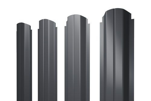 Штакетник П-образный А фигурный 0,5 GreenCoat Pural BT, matt RR 23 темно-серый (RAL 7024 мокрый асфальт)
