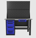 Верстак однотумбовый 4 ящика с двумя экранами и ящиком, синий 1400*700 Garopt, GT1400STY1Y4PP2.blue