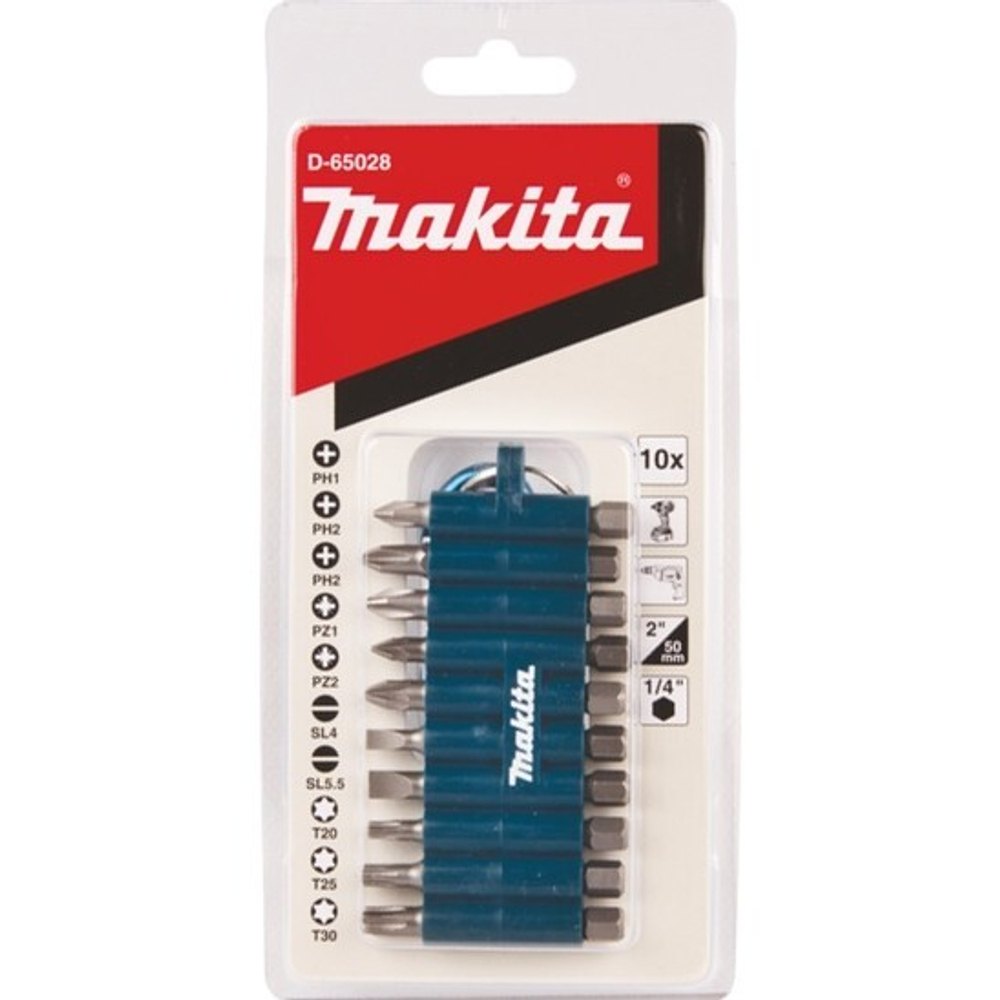Набор насадок 50 мм, 10 шт, E-form в резиновом холдере с карабином Makita D-65028
