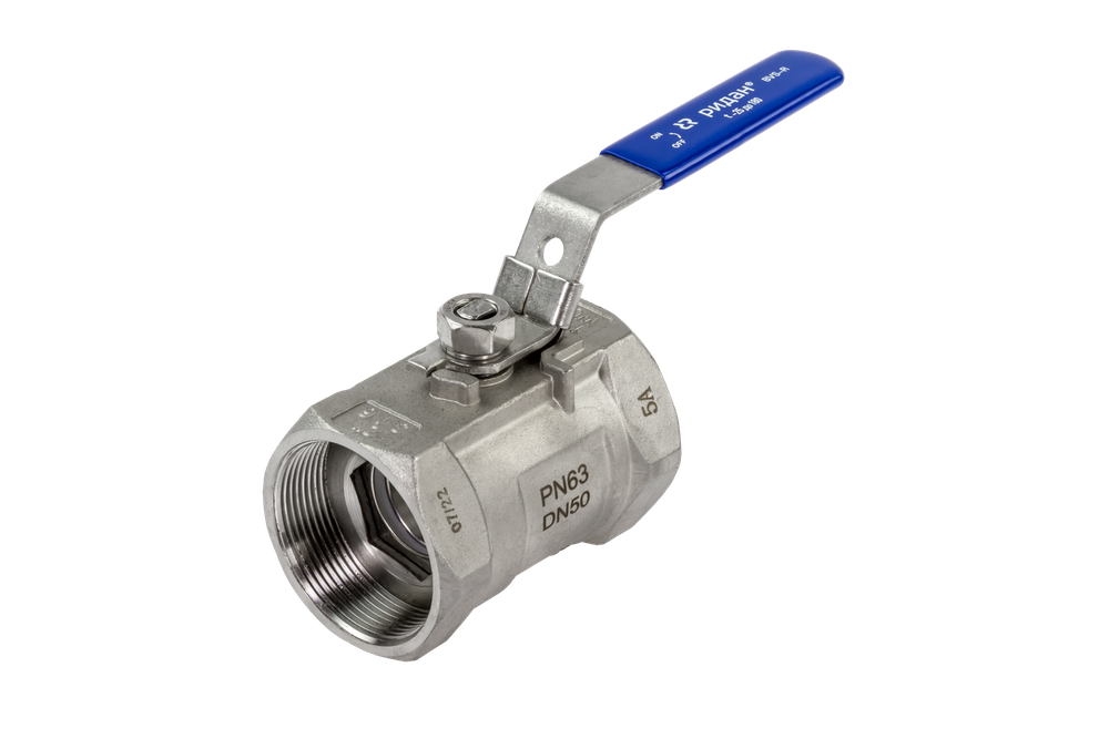 Ридан BVS-R 082X4607R — Шаровый кран резьбовой DN50 PN63, с рукояткой, корпус — коррозионностойкая сталь, шар — коррозионностойкая сталь AISI316; уплотнение по шару R-PTFE (15% C)