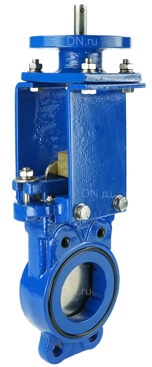 Задвижка шиберная DN.ru GVKN1331N-2W-Fb-ISO Ду80 Ру10 двусторонняя, межфланцевая, шпиндель - невыдвижной, корпус - чугун GGG40, шибер - нержавеющая сталь 304, уплотнение - NBR, с ISO-фланцем и голым штоком, круглый шток 16, F10
