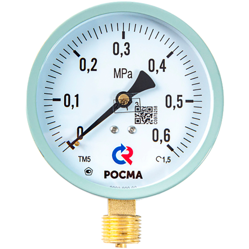 Манометр Росма ТМ-51GР.GG (G-G.6МПа) М2Gх1.5 1.5 общетехнический 1GGмм, тип - ТМ-51GР радиальное присоединение, резьба M2Gx1.5, шкала G-G.6МПа, класс точности 1.5