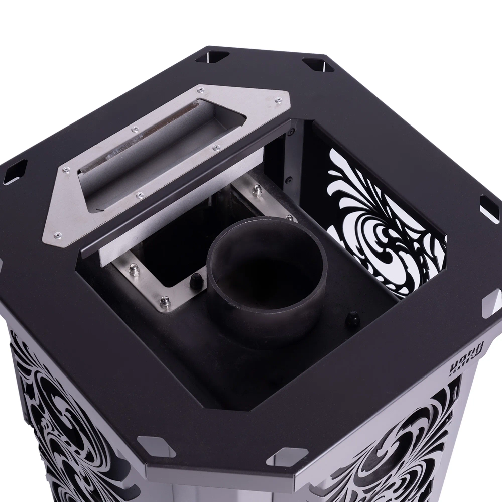 Печь для бани Сталь-Мастер HARD 16М Хохлома без дверцы закрыт.каменка дровяная сетка