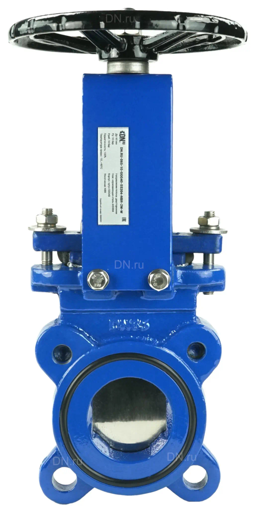 Задвижка шиберная DN.ru GVKN1331N-2W-Fb-S Ду65 Ру16 двусторонняя, межфланцевая, шпиндель - невыдвижной, корпус - чугун GGG40, шибер - нержавеющая сталь 304, уплотнение - NBR, управление - штурвал