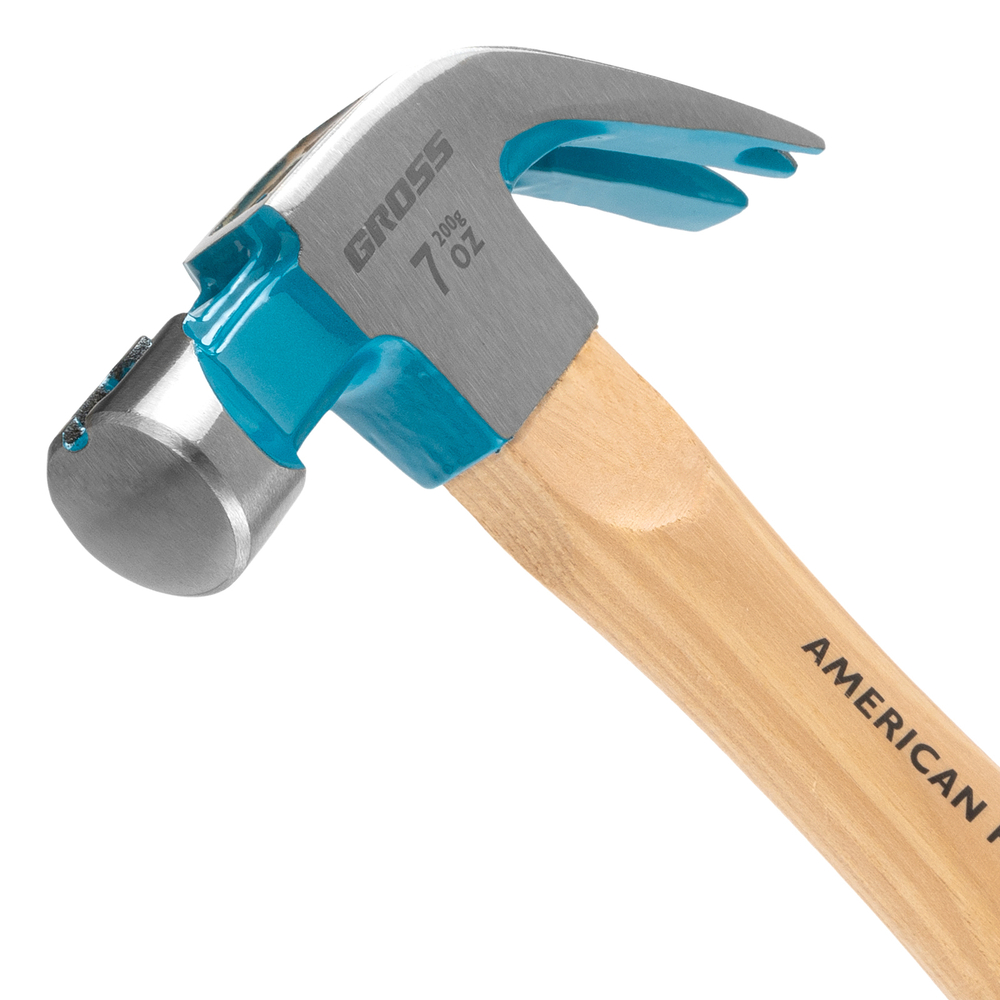 Молоток-гвоздодер, 200 г, угол 45, магнит, обрезиненная рукоятка American hickory GROSS