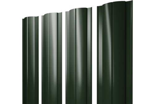 Штакетник Круглый с прямым резом 0,5 GreenCoat Pural BT RR 11 темно-зеленый (RAL 6020 хромовая зелень)