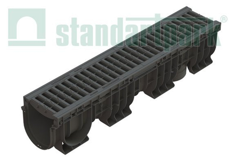 Лоток водоотводный пластиковый PolyMax Basic DN150 h217 с решеткой пластиковой ячеистой кл. В125 (комплект)