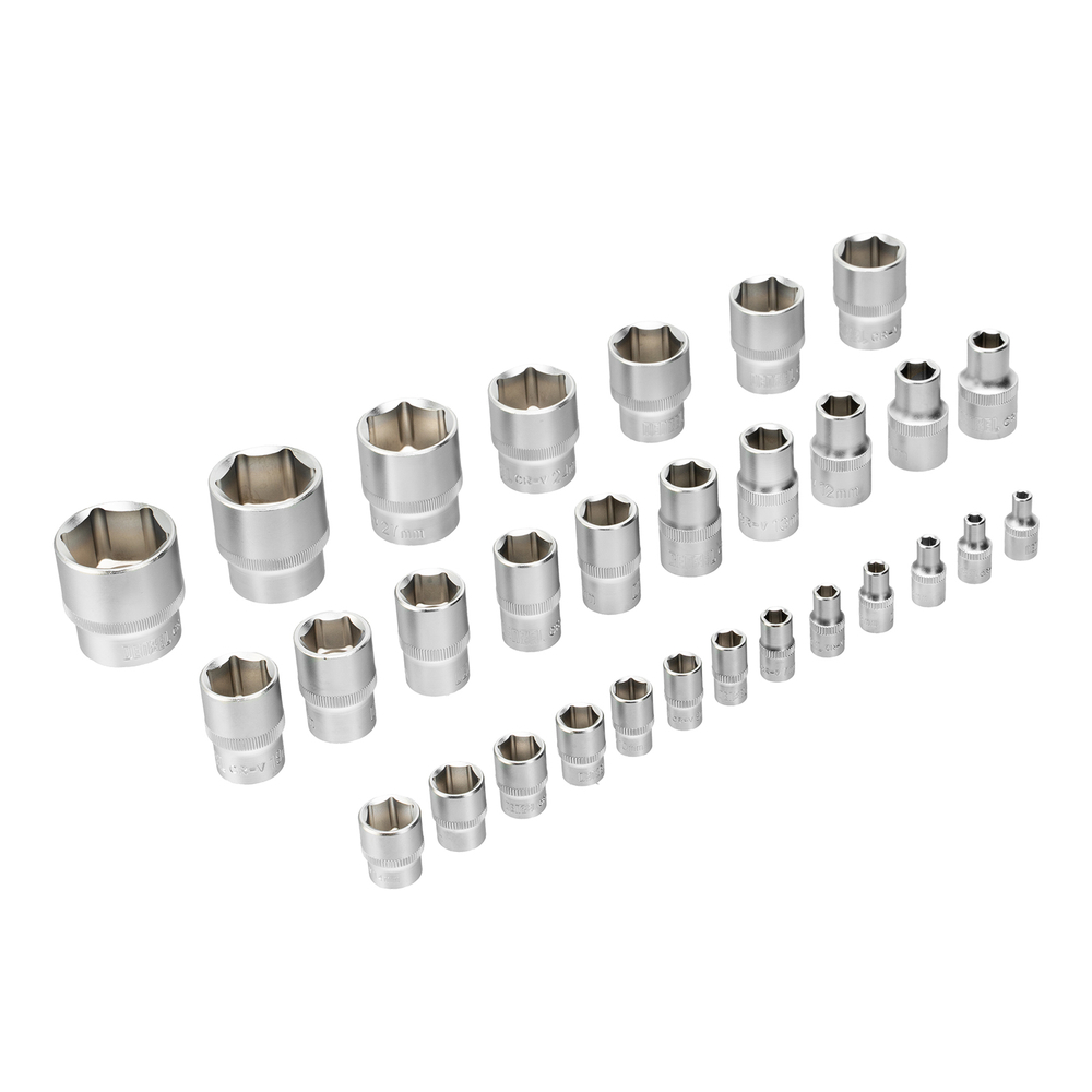 Набор инструментов, 1/2", 1/4", CrV, S2, пластиковый кейс, 109 предметов Denzel