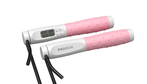 Скакалка умная с дисплеем, бело-розовая ProIron от ГЕЛЕОС