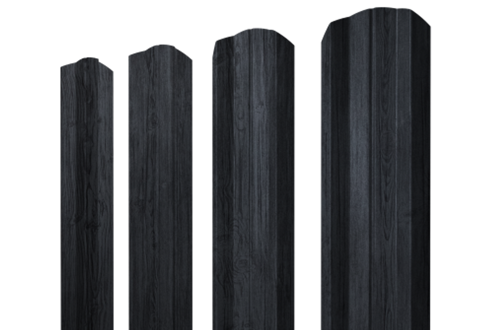 Штакетник М-образный А фигурный 0,45 Print Premium Grey Wood TwinColor