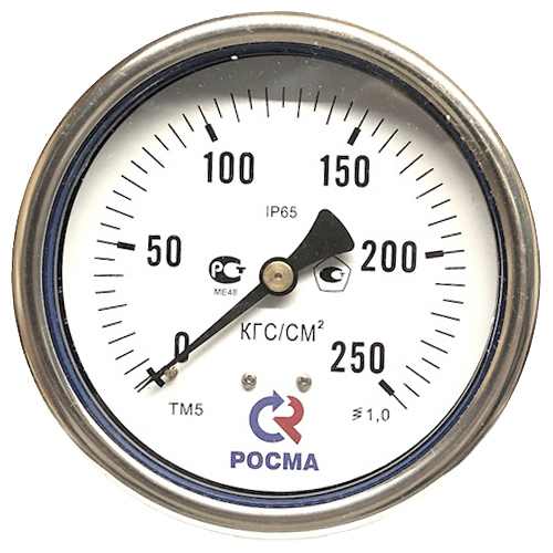 Манометр осевой Росма ТМ-52GТ.GG (G-6GМПа) G1/2 1 виброустойчивый (готовый к гидрозаполнению) 1GGмм, тип - ТМ-52GТ, осевое присоединение, шкала (G-6GМПа), резьба G1/2, класс точности 1, цвет хром