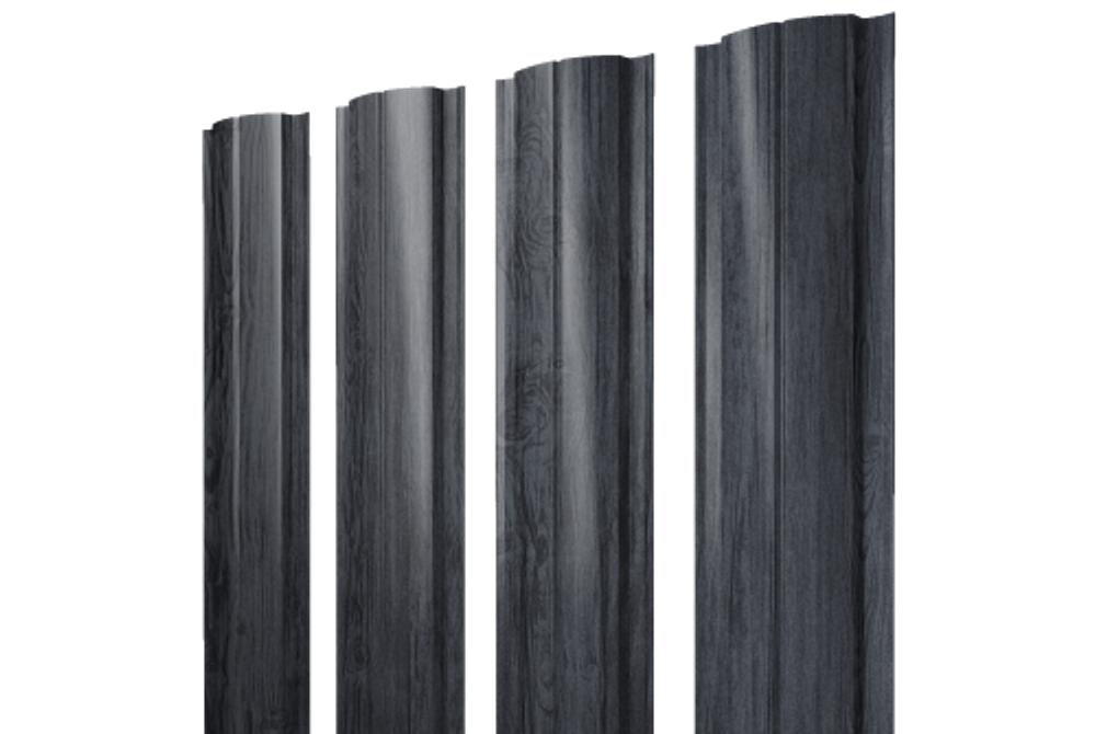 Штакетник Полукруглый Slim с прямым резом 0,45 Print Premium Grey Wood TwinColor