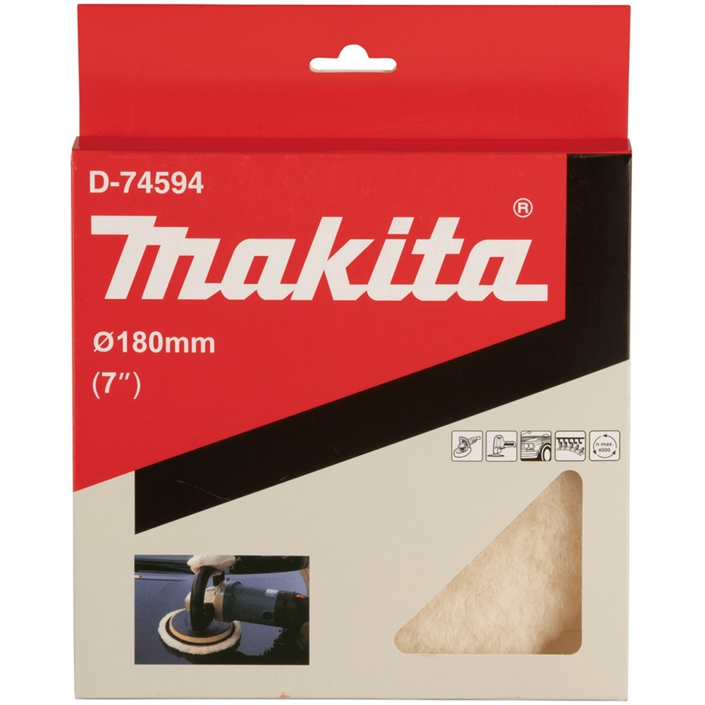 Полировальная насадка из шерсти 180 мм на липучке Makita D-74594