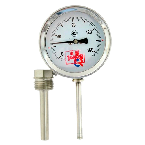 Термометр радиальный Росма БТ-32.212 (G-45G°C) L=2GGмм М2Gх1.5 2.5 биметаллический коррозионностойкий 63мм, тип БТ-32, радиальное присоединение, шкала (G-45G°C), погружной шток L=2GGх6мм, резьба М2Gх1.5, класс точности 2.5, защитная гильза из стали