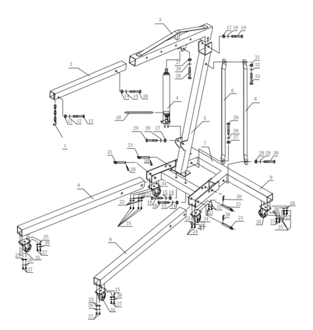 Кран гаражный складной SC2000A г/п 2 тн.
