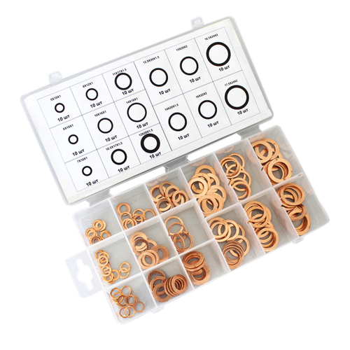 WDK-214067 Набор медных шайб, 15 типоразмеров, 150 шт