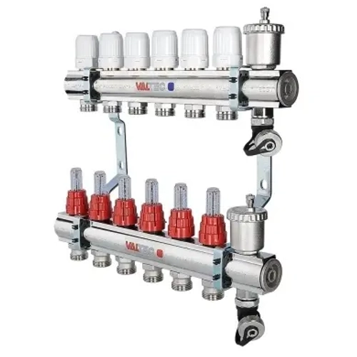 Группа коллекторная с расходомерами 4 отвода 1¼"в/в x ¾"ек Valtec VTc.596.EMNX.0704