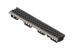 Лоток водоотводный PolyMax Drive DN100 h96 пластиковый с решеткой щелевой чугунной ВЧ кл. Е (комплект)