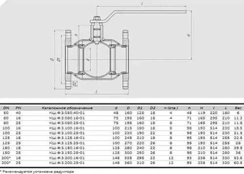 Кран шаровый фланцевый Ду50 Ру40 Also КШ.Ф.З.050.40-01