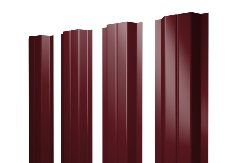 Штакетник П-образный A с прямым резом 0,45 Drap RAL 3005 красное вино