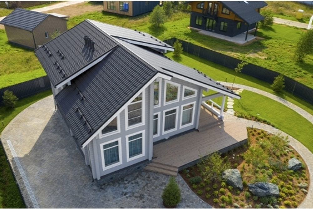 Металлочерепица классик Grand Line 0,5 PurLite Matt RAL 7024 мокрый асфальт