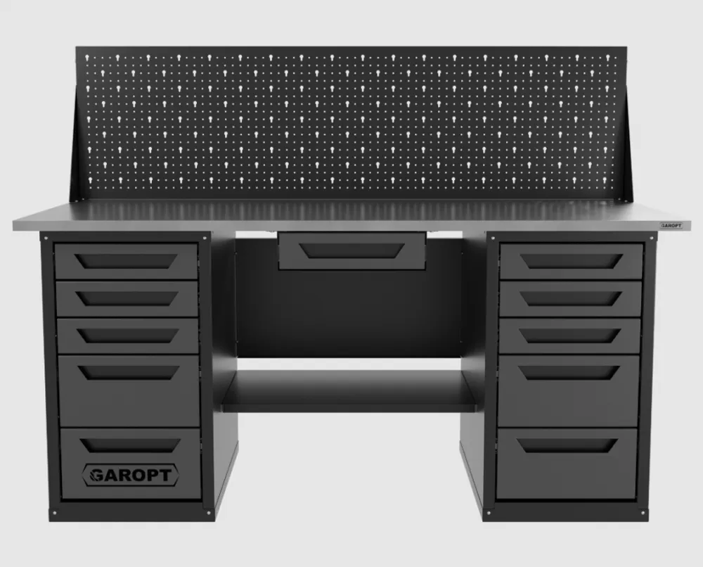 Верстак двухтумбовый 5 ящиков /5 ящиков с экраном и ящиком, серый 1800*700 GAROPT, GT1800Y1Y5Y5PP.grey