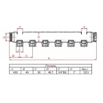 Коллектор распределительный проходной 8 отводов 1"в/в x ¾"ек Valtec VTc.505.SS.060508