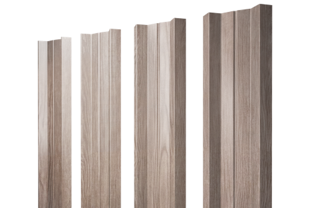 Штакетник М-образный А с прямым резом 0,45 Print Elite White Wood TwinColor