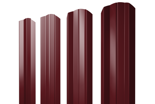 Штакетник М-образный А фигурный 0,4 PE RAL 3005 красное вино