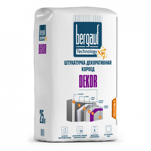 Штукатурка декоративная Bergauf DEKOR WINTER Короед, зерно 2,5 мм, белая, 25 кг, шт