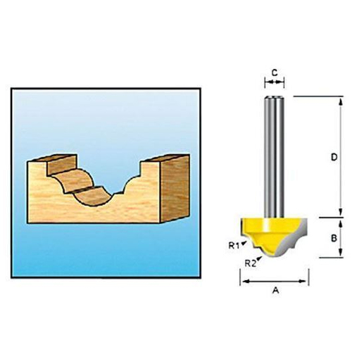 Фреза пазовая фасонная 5.56R, 25.4х15.9, S12, 2T Makita D-11081