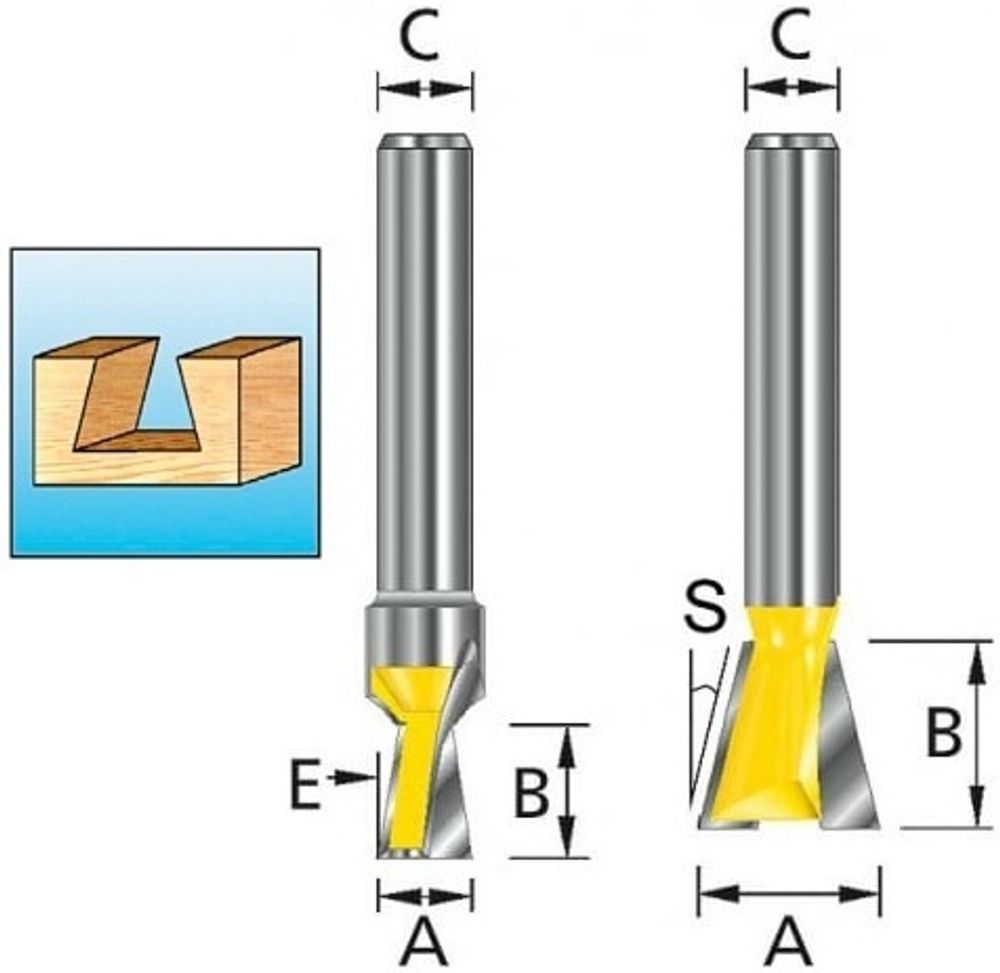 Фреза Ласточкин хвост 25.4х22.2, S12, 2T Makita D-10920