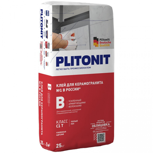 Клей Plitonit B усиленный армирующими волокнами С1Т для плитки и керамогранита 25 кг, шт