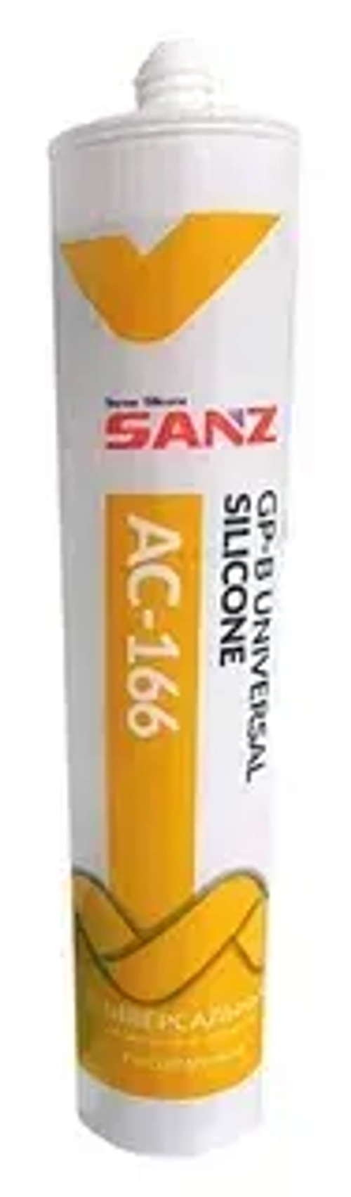 Герметик силиконовый универсальный однокомпонентный, кислотного типа отверждения AC-166 SANZ 280 мл белый