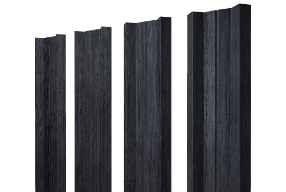 Штакетник М-образный А с прямым резом 0,45 Print Premium Grey Wood TwinColor