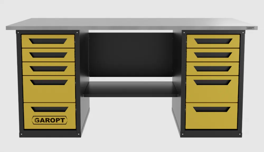 Верстак двухтумбовый 5 ящиков /5 ящиков, желтый 1800*700 GAROPT, GT1800Y5Y5.yell